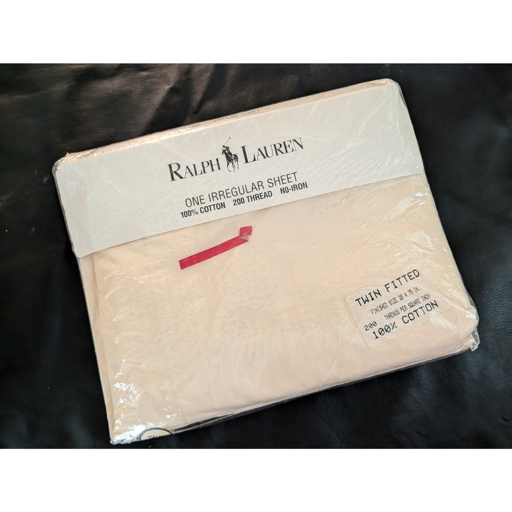 Ralph Lauren Vintage Twin Fitted Sheet Cream 100% Cotton 200 Thread Count USA